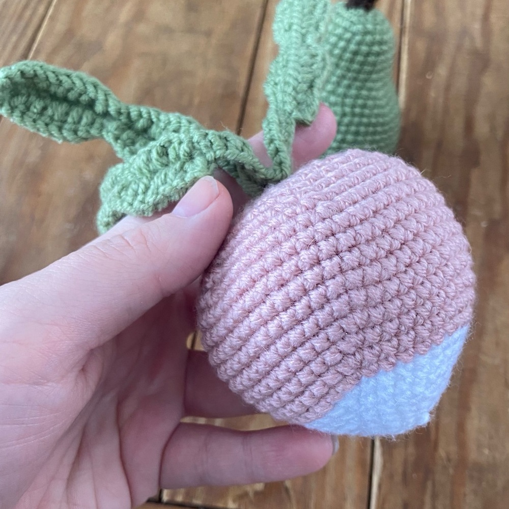Crochet Pink and Green Radish Toy
